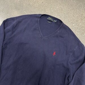 Polo Ralph Lauren navy blue v-neck sweater size XL preppy